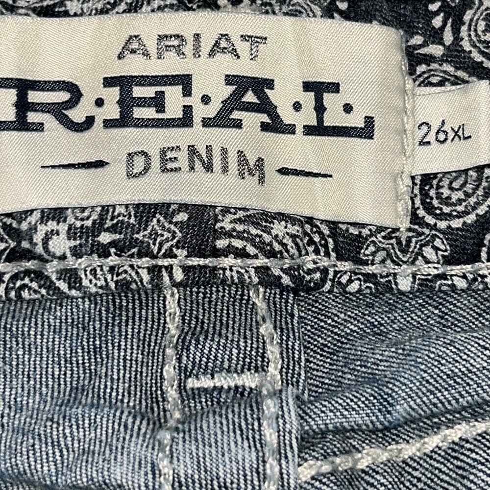 ARIAT REAL DENIM LOW RISE WESTERN BOOT CUT JEANS - W26" L35" EXTRA LONG TALL - Picture 15 of 16